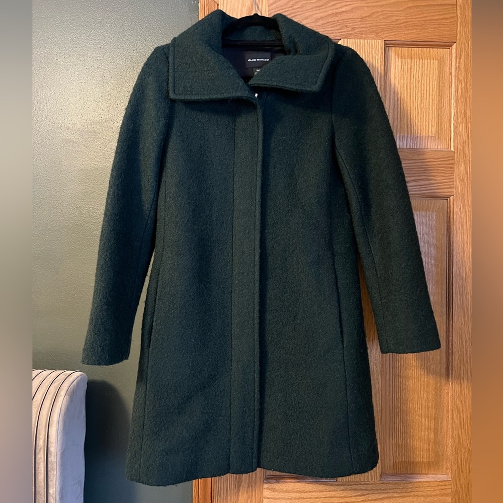 Club Monaco Forest Green Wool Coat